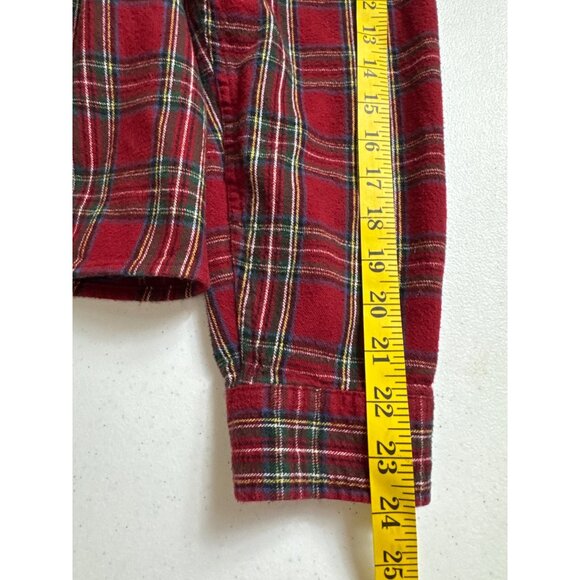 L.L. Bean Womens Red Plaid Flannel Shirt Long Sleeves Collar Button-Down Size XL - Picture 11 of 12